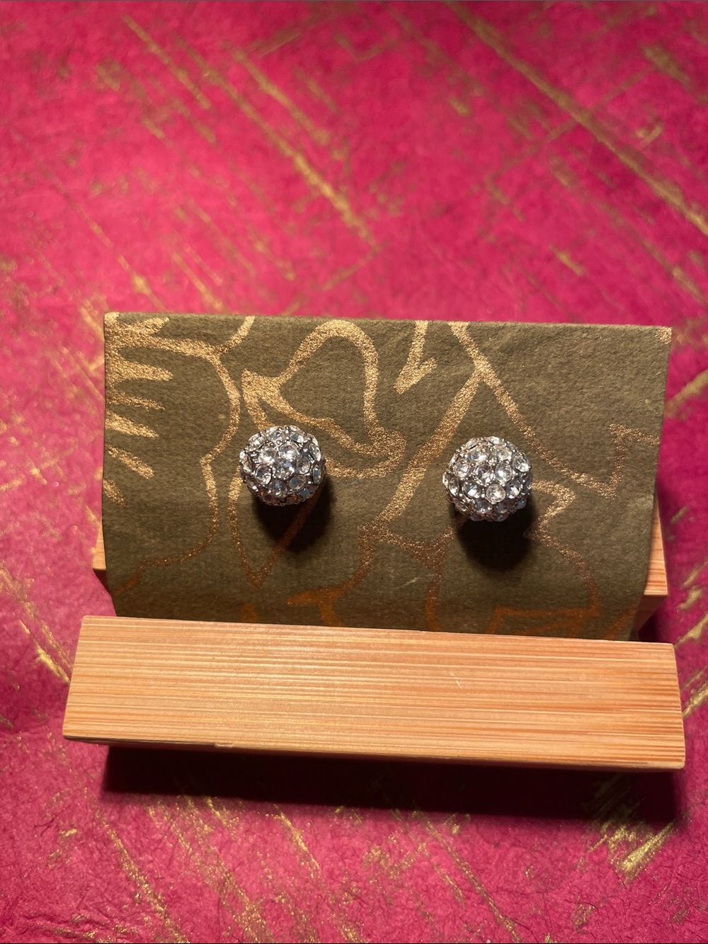 Crystal Pavé Ball Stud Earrings - Silver Tone